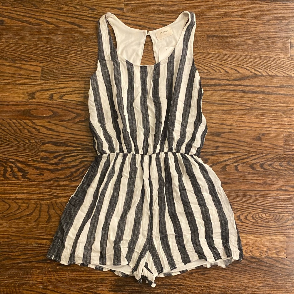 Everly Black and White Stripe Romper